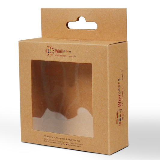 Windowed kraft paper display box with handle cutout and front plastic window