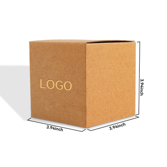Kraft corrugated shipping box with tuck top, logo print; 3.94in x 3.94in x 3.14in