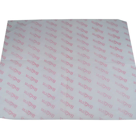 White tissue paper with red logo pattern for gift wrapping
