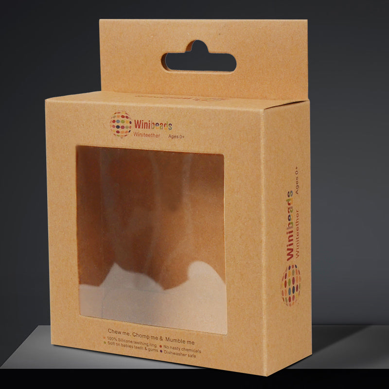 Windowed kraft paper display box with front plastic window and handle cutout