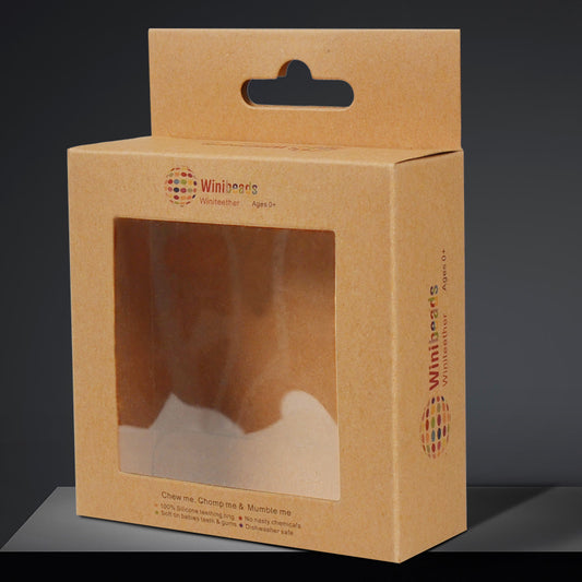 Windowed kraft paper display box with front plastic window and handle cutout