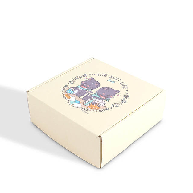 Printed corrugated mailer box with cat graphic on top