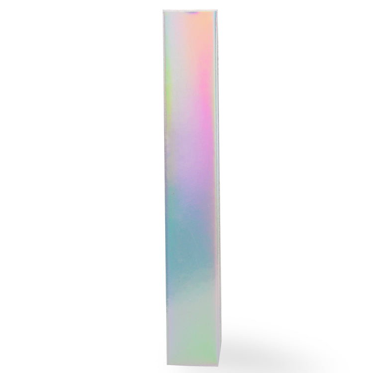Holographic narrow cardboard cosmetics box panel, plain front view