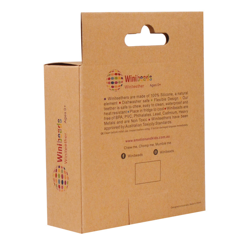 Kraft paper display box back with printed details and top handle cutout