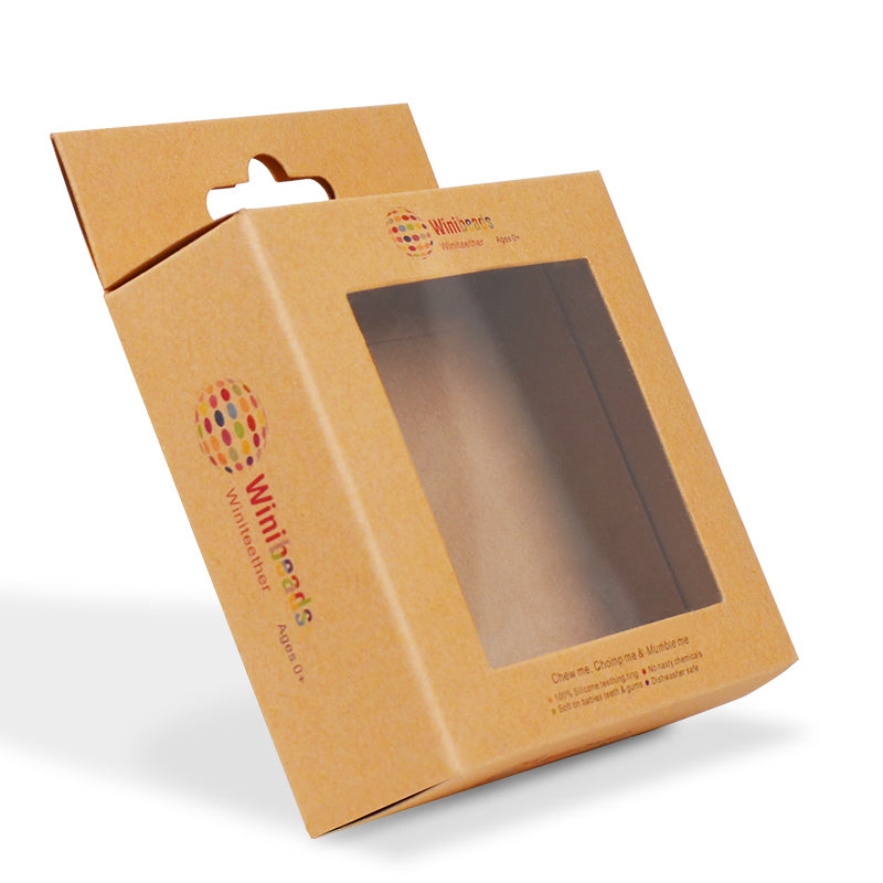 Kraft paper display box with front window and arched handle cutout