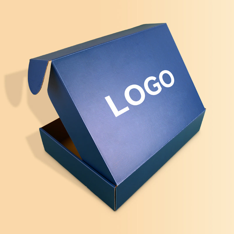 Flat unfolded corrugated box template showing print layout