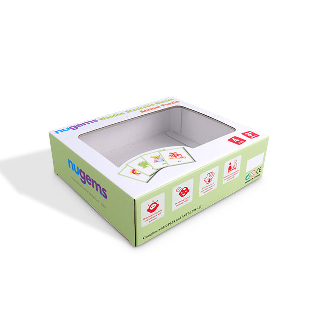 Open empty window mailer box showing clear PVC window and interior white cardboard